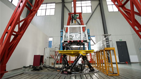 Moog Hydraulic Simulation Table with a car engine mount being tested in CTI Suzhou, China