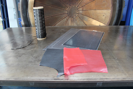 Carbon fiber materials that are tested.