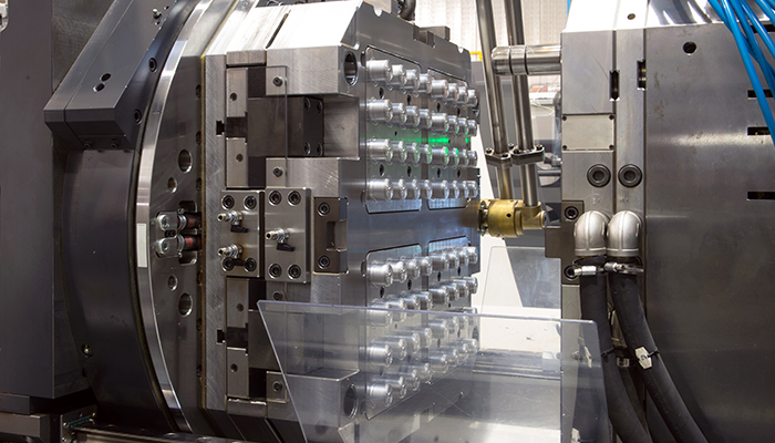 Injection molding machines in a large factory